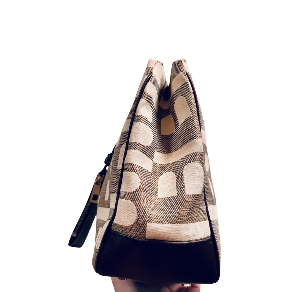 Bally Brown & Cream Logo Canvas Tote Bag w/ Leather Trim + Zip Pouch - Picture 7 of 15